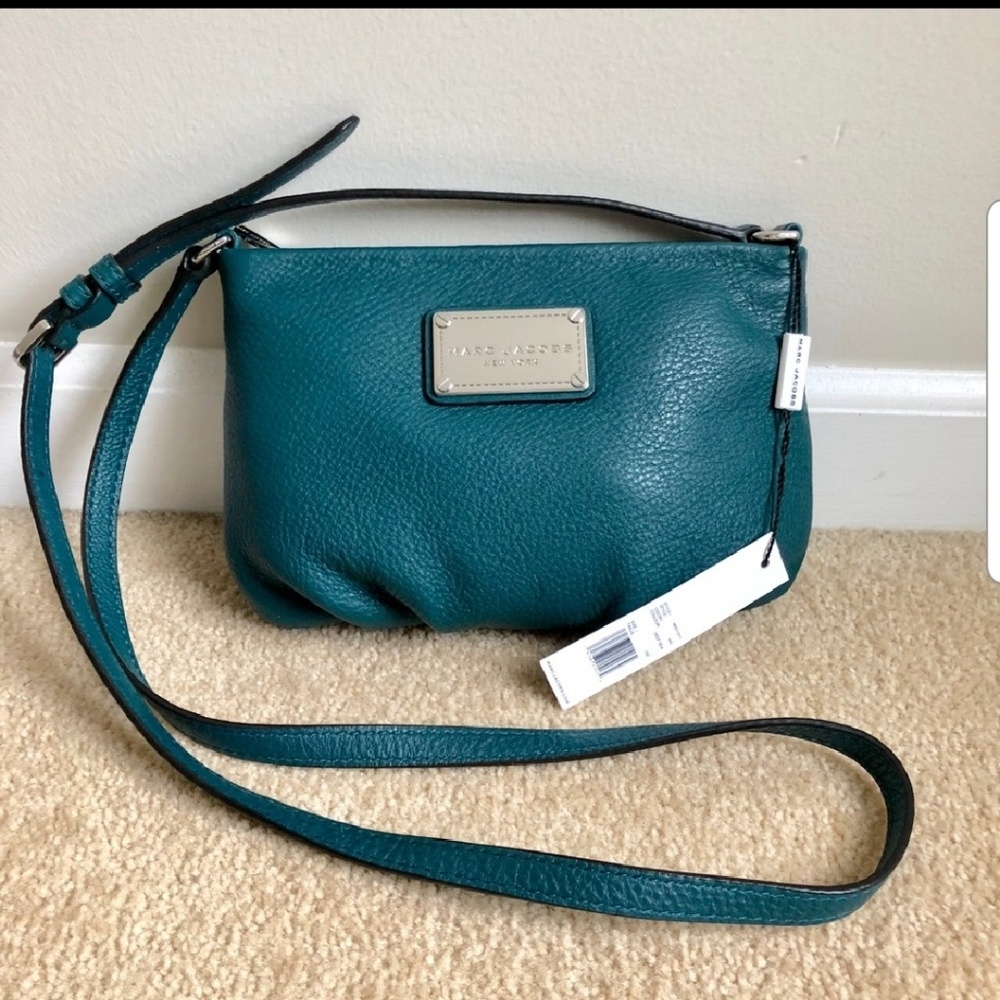 Marc Jacobs dark teal leather crossbody bag